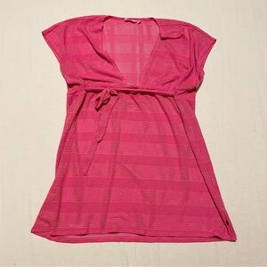 La Vie En Rose Pink Mesh Beach Cover-Up Size Large